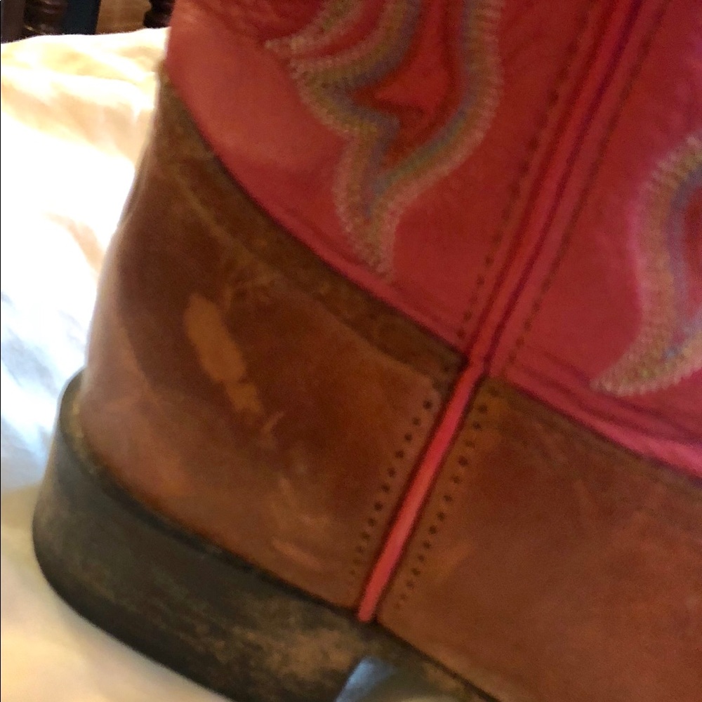 Tony Lama Red and Tan Cowboy Boots - Picture 5 of 6